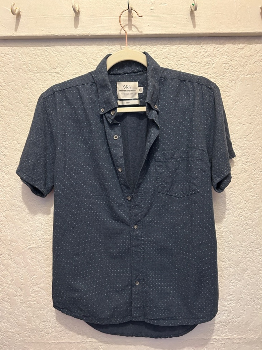 WRK Navy Microdot Short-Sleeve Button-Down Shirt